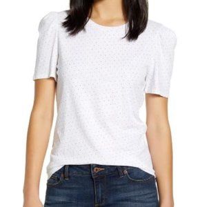 LUCKY BRAND Dot Puff Sleeve Top